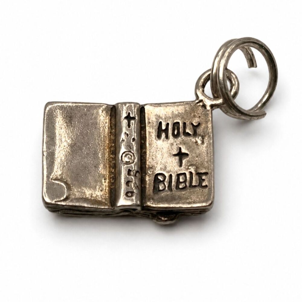 Vintage Sterling Silver 925 Holy Bible Charm
